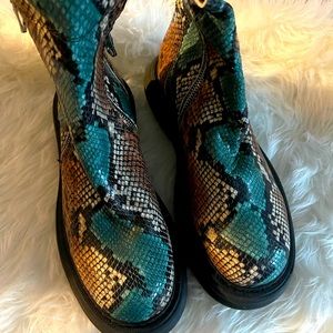 Free People Mara Zip Moto Snakeskin Boots